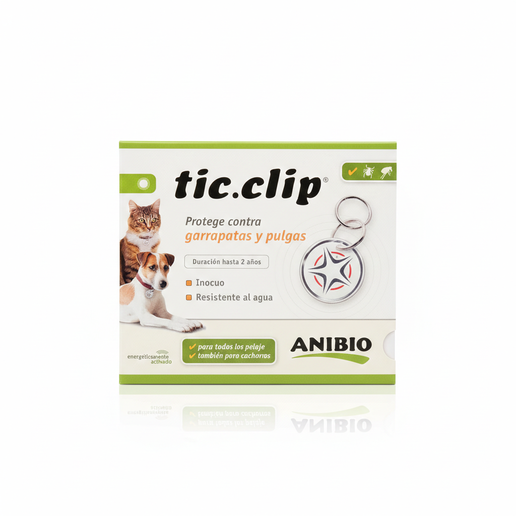 Anibio Tic Clip Medalla antiparasitaria para perros y gatos