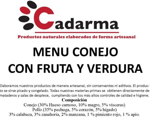 Cadarma Menú conejo con fruta y verdura 1kg
