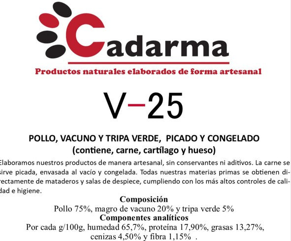 Cadarma pollo, vacuno y tripa verde V25