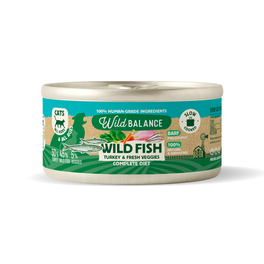 Wildbalance lata de pescado y pavo para gatos