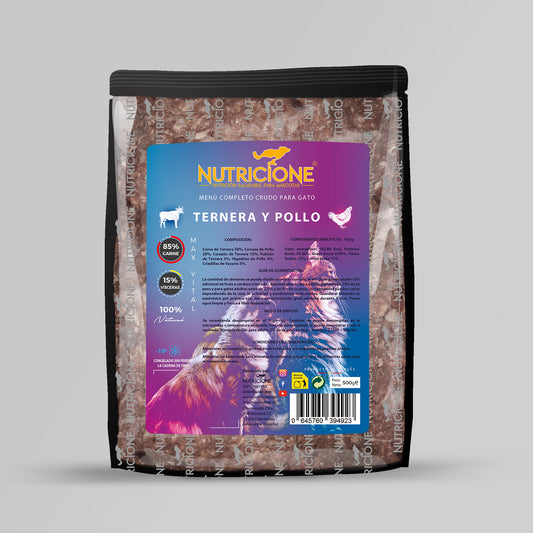 Nutricione Menú ternera/pollo gatos 500g