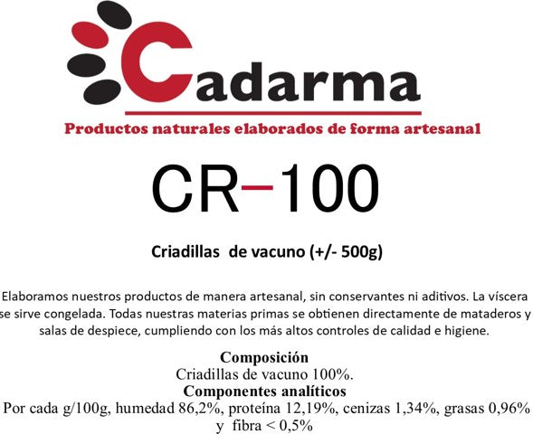 Cadarma Criadillas de vacuno +/-500g