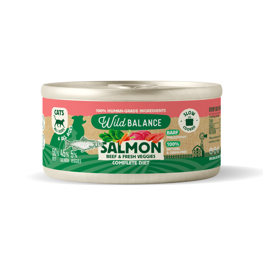 Wildbalance lata de salmón y ternera para gatos
