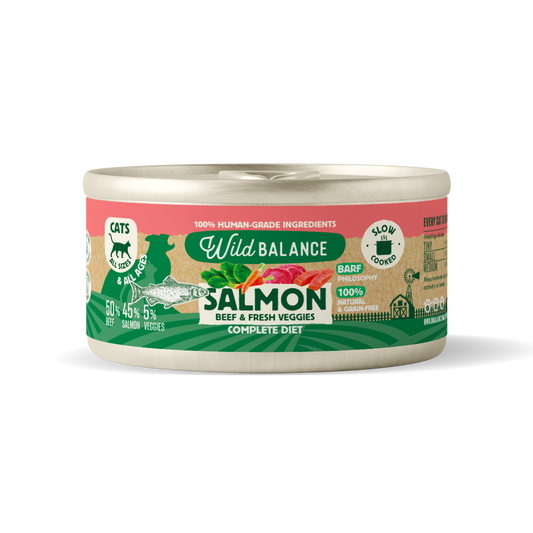 Wildbalance lata de salmón y ternera para gatos