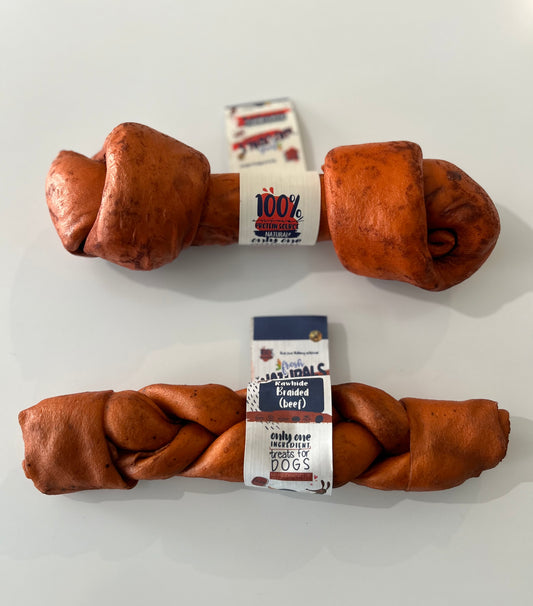 Rawhide Braided Beef - Hueso trenzado y anudado