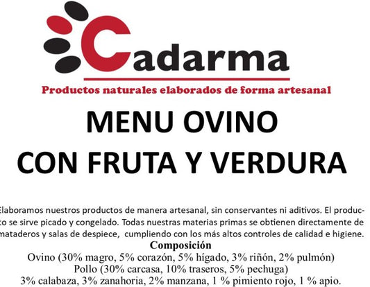 Cadarma Menú ovino con fruta y verdura 1kg