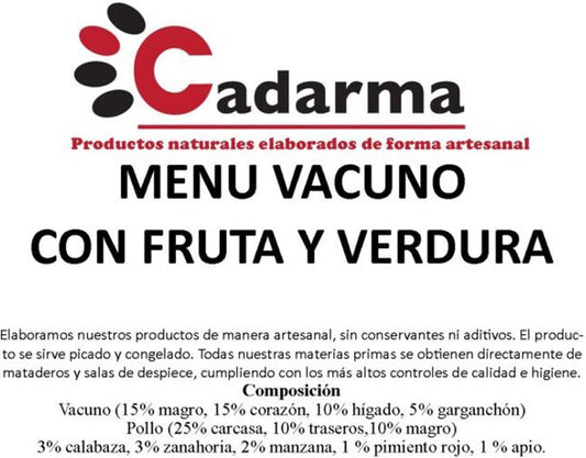 Cadarma Menú vacuno con fruta y verdura 1kg