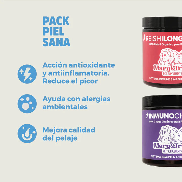 Pack Piel sana: Inmuno Chaga & Reishi Longevity - Alergias, picor y piel
