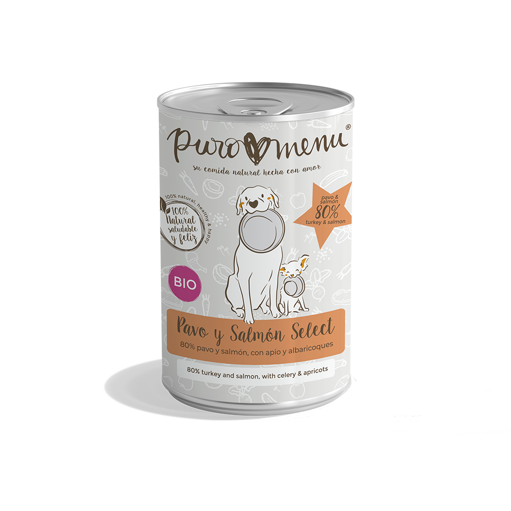 Puromenú lata Pavo y salmón select 400g