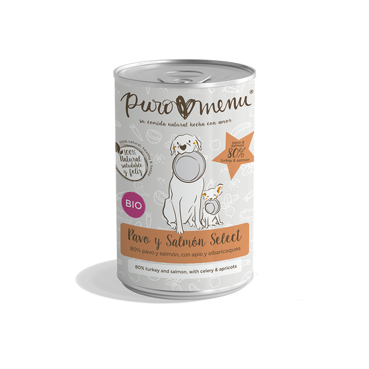 Puromenú lata Pavo y salmón select 400g