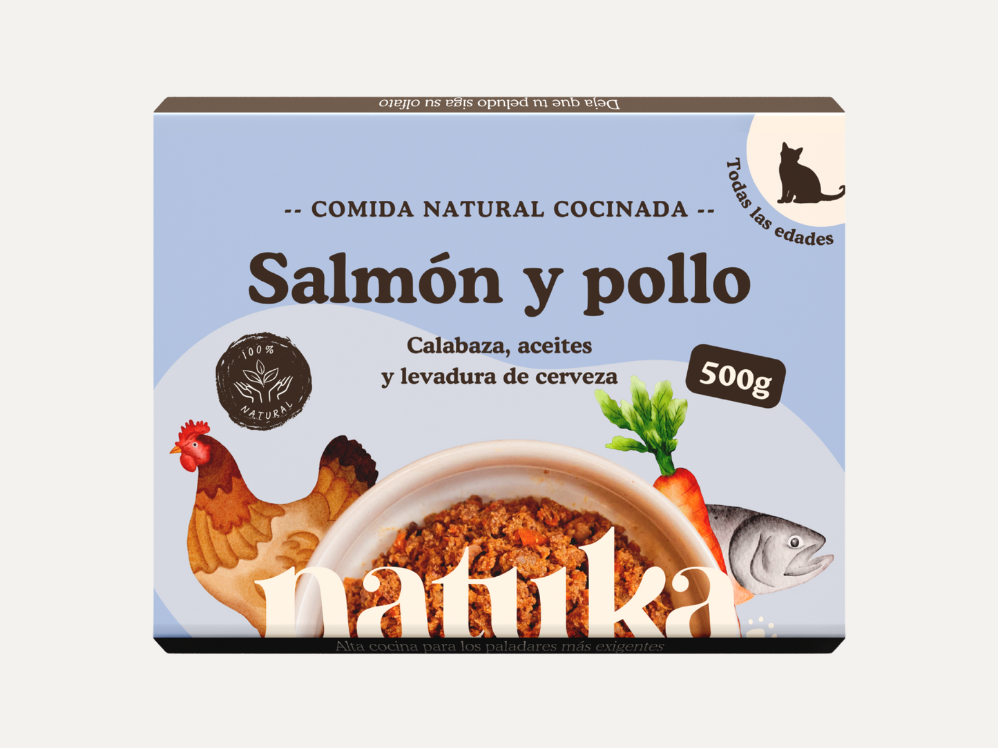 Natuka Menú cocinado para gato de pollo y salmón