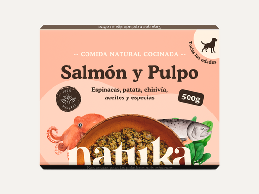 Natuka Menú cocinado salmón y pulpo