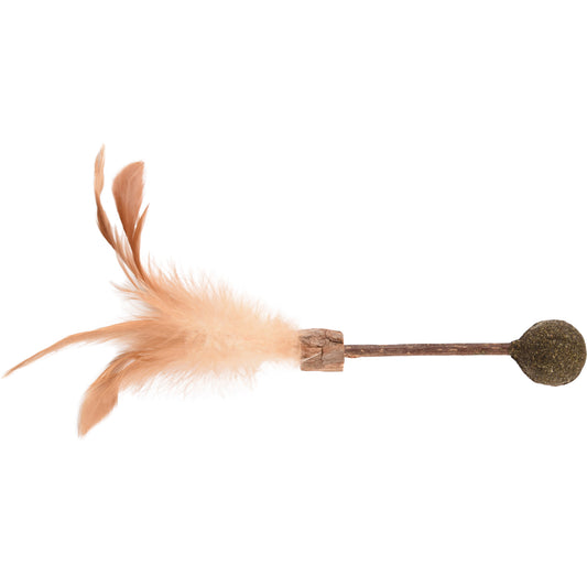 Palo de madera con pelota de matatabi para gatos
