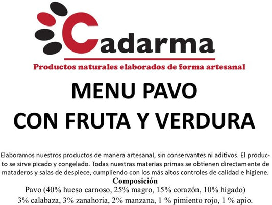 Cadarma Menú pavo con fruta y verdura 1kg