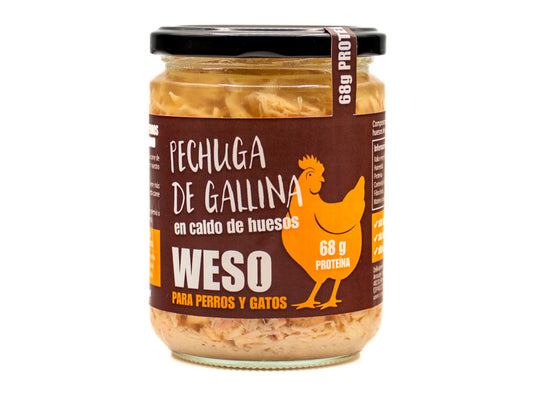 Pechuga de gallina en caldo de huesos