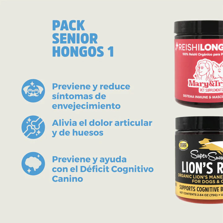 Pack Hongos Senior: Lion's Roar & Reishi Longevity - apoyo cognitivo